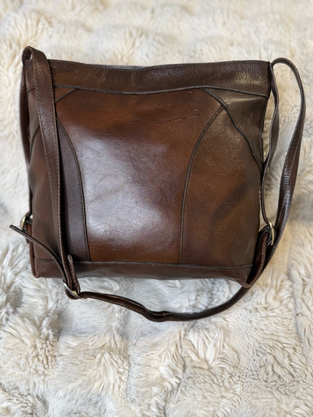 Classic Brown Genuine Leather Crossbody Bag
